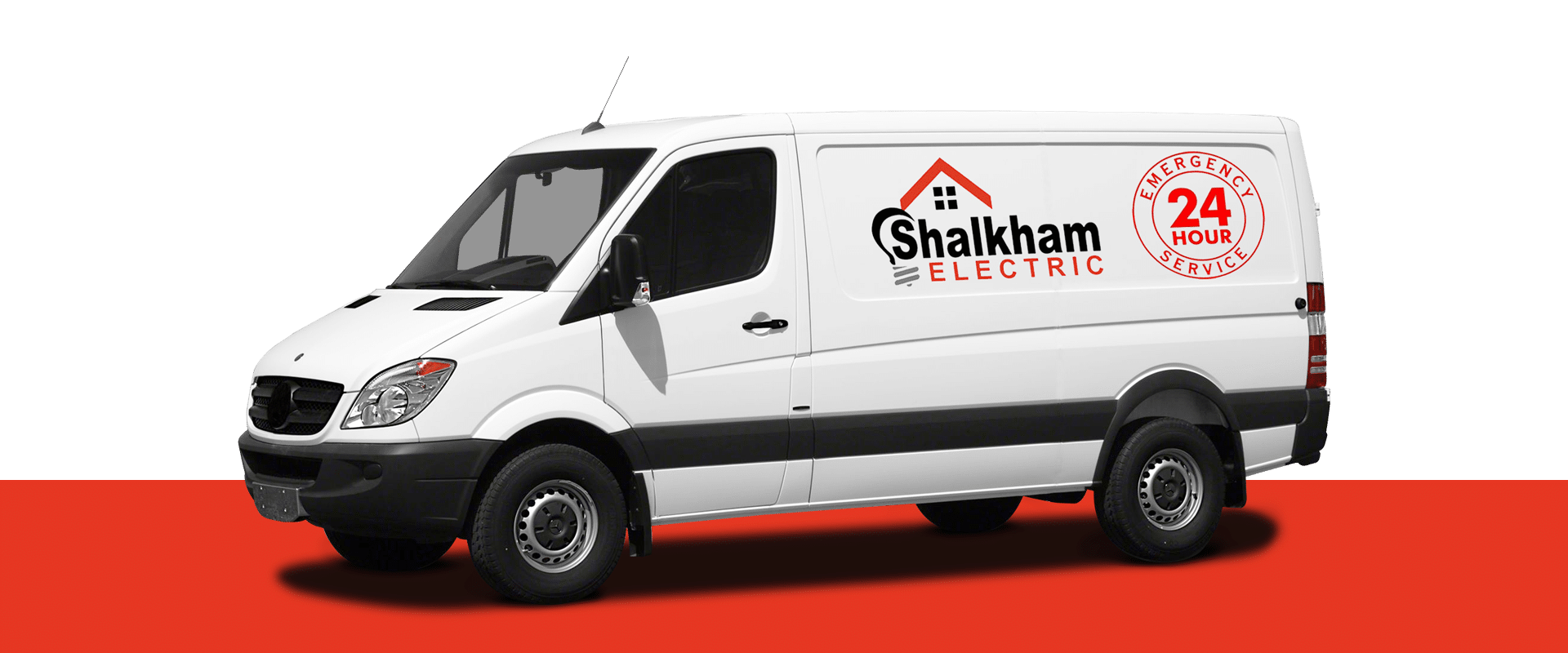 A white van with the name sakan electric on it, belonging to an electrical contractor in Erie, PA.